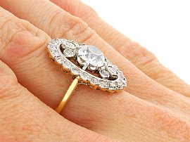 1920s Large Diamond Cluster Ring on hand