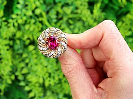 Pink Tourmaline Ring in Gold with Diamonds
