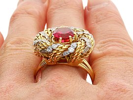 Pink Tourmaline Ring in Gold with Diamonds