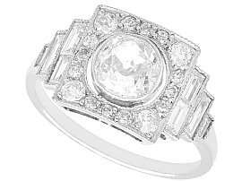 Art Deco Style 0.87 ct Diamond Ring in Platinum