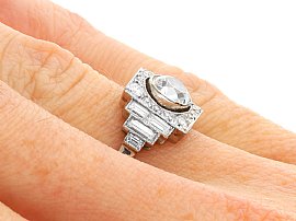 Wearing Art Deco Style Diamond Ring on hand