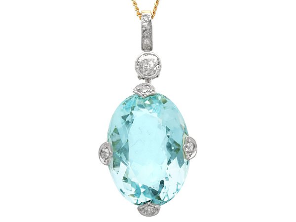 Antique Aquamarine and Diamond Pendant for Sale