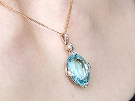 Wearing Antique Aquamarine and Diamond Pendant