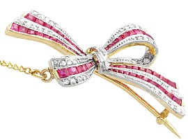 Antique Ruby Bow Brooch