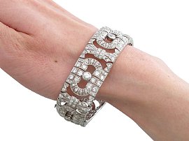 Wearing Art Deco Platinum Diamond Bracelet