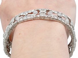 Art Deco Platinum Diamond Bracelet Wearing