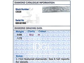 Art Deco Platinum Diamond Bracelet Grading Card