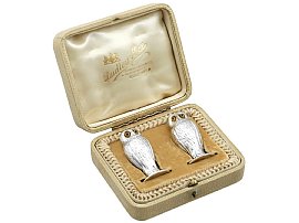 Sterling Silver Owl Peppers - Antique George V