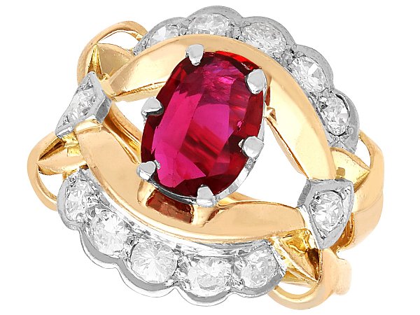 Oval Cut Ruby Ring with Diamonds