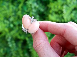 Two Stone Coral Ring with Diamonds