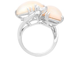 Two Stone Coral Ring with Diamonds