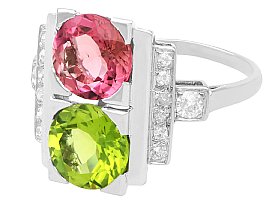 Pink Tourmaline and Peridot Ring for Sale
