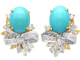 Vintage Turquoise Earrings in Gold 