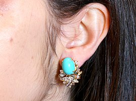 Vintage Turquoise Earring Wearing 