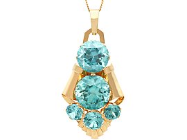 34.92ct High Zircon and 9ct Yellow Gold Pendant / Brooch - Art Deco Style - Vintage Circa 1940