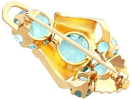 Gold Zircon Brooch Art Deco Style