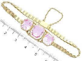 Pink Topaz Bracelet in Yellow Gold Ruler
