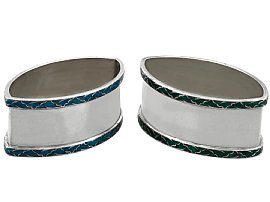 Antique Sterling Silver and Enamel Napkin Rings by Liberty & Co Ltd - Arts and Crafts Style