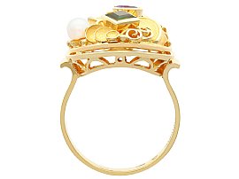 Pearl and Tourmaline Ring in Gold for Sale