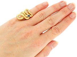 Vintage Gold Snake Ring Wearing