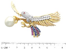 Brooch with Pearl and Gemstones 