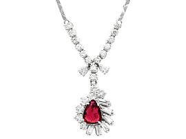 Vintage 2.18ct Ruby and 2.30ct Diamond Necklace in 9ct White Gold