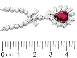 White Gold Ruby and Diamond Pendant Ruler