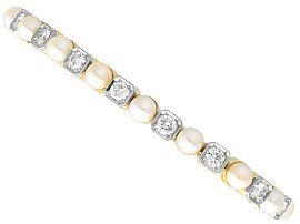 Antique Pearl and 3.30ct Diamond Line Bracelet in 14ct Yellow Gold
