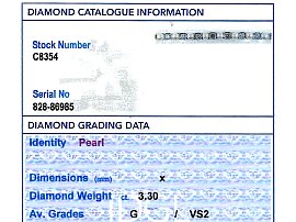 Pearl and Diamond Line Bracelet Grading Card