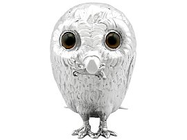 Sterling Silver Owl Mustard Pot - Antique Victorian