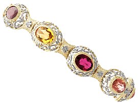Antique 22.82ct Garnet and 1.95ct Citrine Bracelet in 10ct Yellow Gold