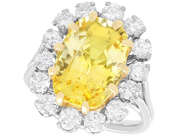 Yellow Sapphire Ring with Diamonds