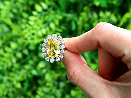  Yellow Sapphire Ring with Diamonds Outtside