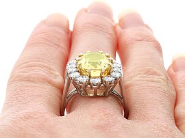  Yellow Sapphire Ring with Diamonds Wearing