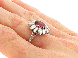 Unheated Ruby Ring With Diamonds Wearing