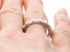 Baguette Cut Eternity Ring Wearing Finger