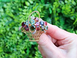  Vintage Flower Basket Brooch for Sale