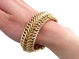 Vintage French Gold Bracelet Being Worn