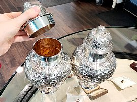 Large Antique Silver Tea Caddies Set for Sale