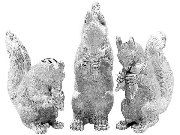 Sterling Silver Squirrel Condiment Set