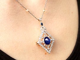 Sapphire and Diamond Pendant Wearing