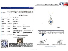Blue Sapphire Pendant Necklace with Diamonds Certificate