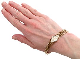 Wearing Victorian 9ct Gold Chain Bracelet for Sale