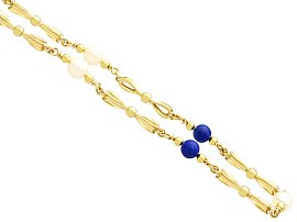 Lapis Lazuli Stone Necklace with Pearls 