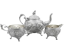 Indian Silver Three Piece Tea Service - Antique Circa 1890