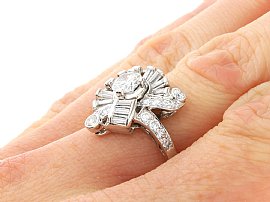1950s Diamond Dress Ring for Sale on Finger