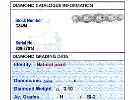 Natural Pearl and Diamond Brooch grading card