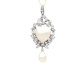 Victorian Diamond Blister Pearl Pendant in 9ct Yellow Gold Pendant