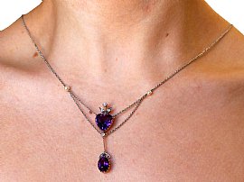 Amethyst Heart Necklace in Gold for Sale wearing