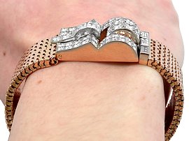 Rose gold and Diamond Bracelet for Sale wearing image